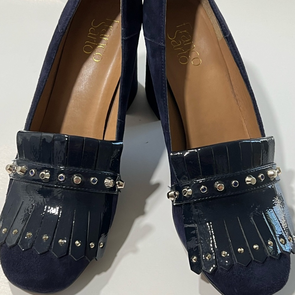 Franco Sarto Blue Fringe Loafers